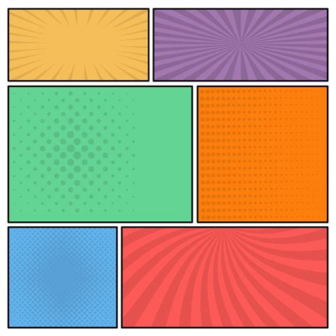 Colorful Comic Book Page Background In Pop Art Style Empty Template