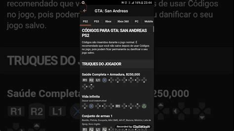 Os Códigos De Gta San Andreas Pra Ps2 Youtube