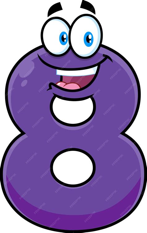 Premium Vector | Funny Purple Number Eight 8 Cartoon Character. Vector ...