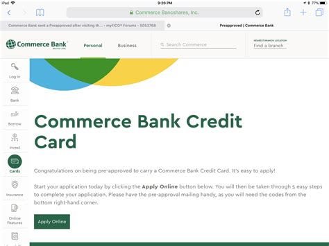 Commerce Bank sent a Preapproved after visiting th... - myFICO® Forums