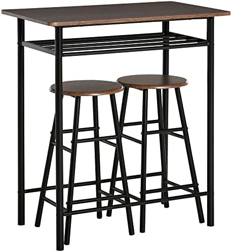 HOMCOM Ensemble Table Bar Design Industriel 2 Tabourets MDF Imitation