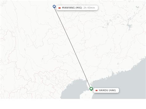 Direct Non Stop Flights From Haikou To Mian Yang Schedules