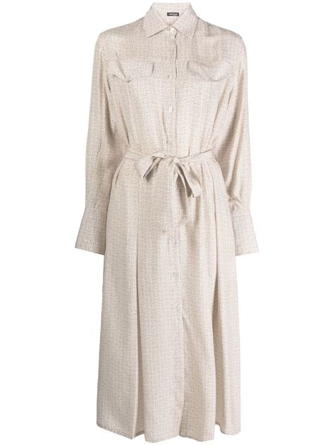 Kiton Waist Tied Silk Shirt Dress Farfetch