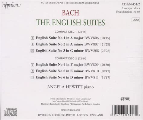 Johann Sebastian Bach Englische Suiten Bwv Cds Jpc