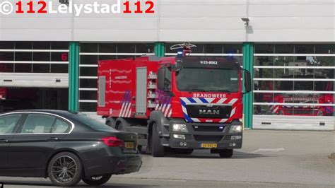 PRIO 1 Brandweer Lelystad Uitruk Voor Vrachtwagenbrand En Gebouwbrand