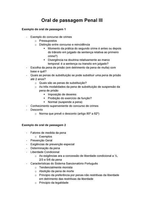 Oral De Passagem Penal III Perguntas Frequentes Oral De Passagem