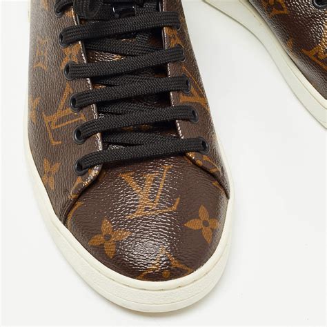 Louis Vuitton Monogram Canvas And Patent Leather Frontrow Sneakers Size 385 For Sale At 1stdibs