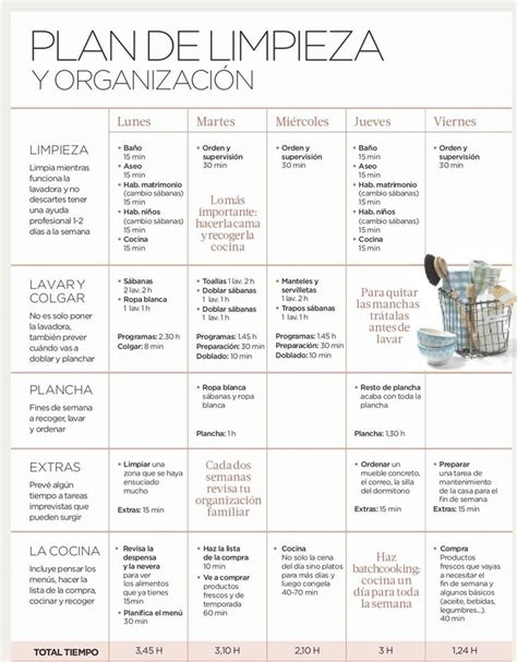 Plan De Limpieza Semanal De Una Profesional Limpieza Colada Y Plancha