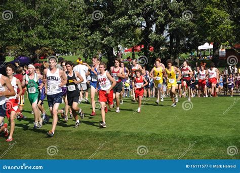 High School Boys Running In Cross Country Race Editorial Photography ...