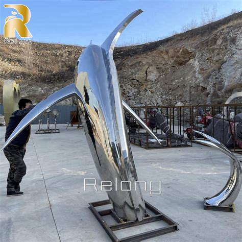 Outdoor Large Stainless Steel Marlin Fish Sculpture Relong Art Sculpture