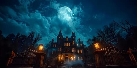 Premium Photo | Halloweenthemed wallpaper in a haunted mansion setting ...