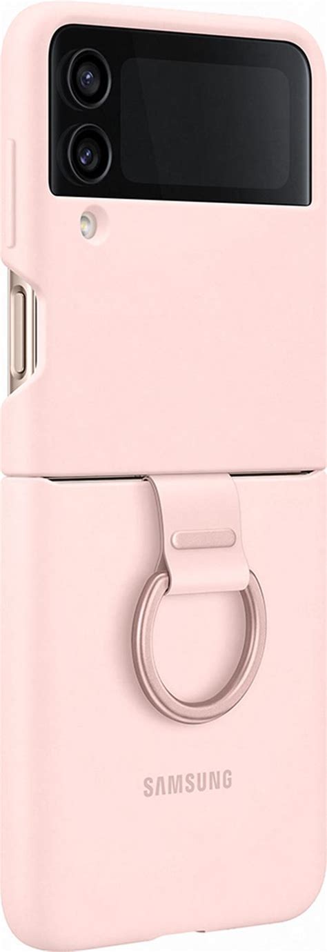 Coque En Silicone Avec Anneau Pour Samsung Galaxy Z Flip 4 Rose Coque