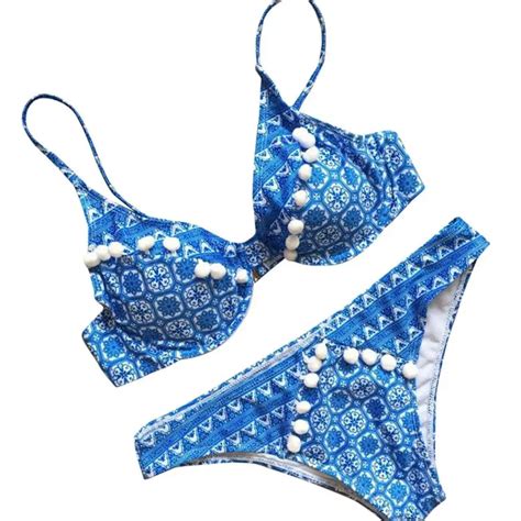 Ishowtienda Women Sexy Print Bikini Set Push Up Padded Swimwear