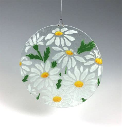 Daisy Suncatcher Fused Glass Daisies White Flowers Flower Window