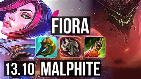 Fiora Vs Malphite Top 8 Solo Kills 67 Winrate Kr Master 13 10