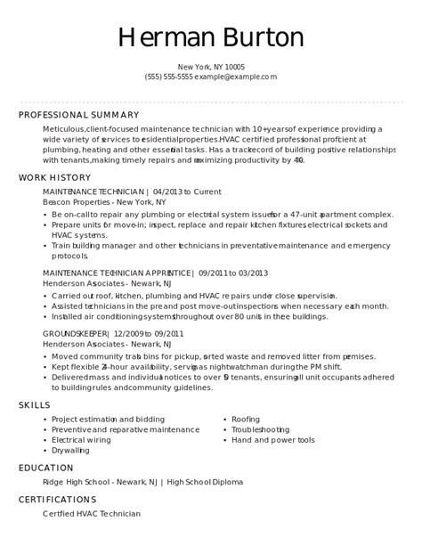 Maintenance Technician Resume Examples | LiveCareer