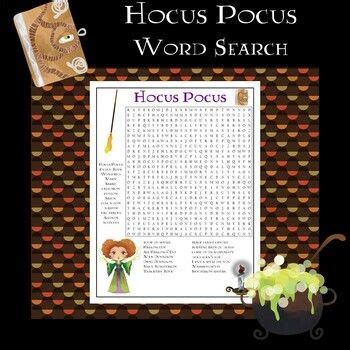 Hocus Pocus Movie Word Search Halloween Classroom Activities