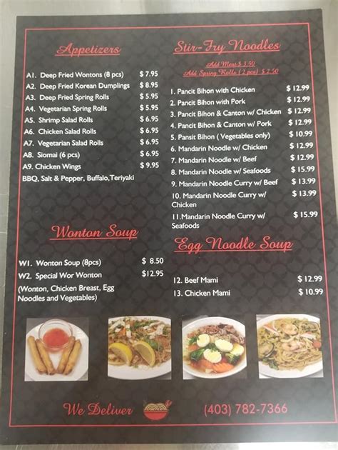 Menu At Pho And Rice Restaurant Lacombe