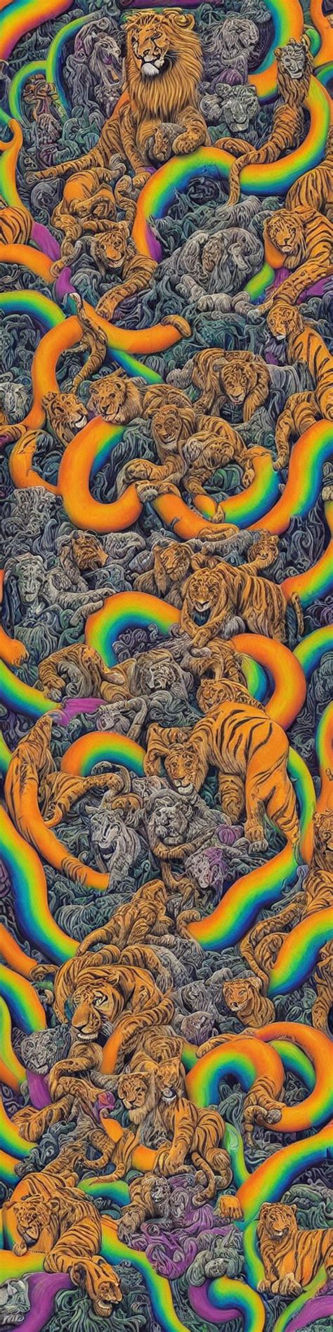 Lions And Tiger And Bears Dissolving Into Melted Liquid Braids