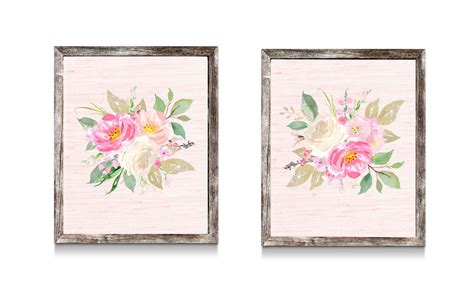 Floral Aquarell Wandkunst Set von 2 Drucke Mädchen Kinderzimmer Dekor