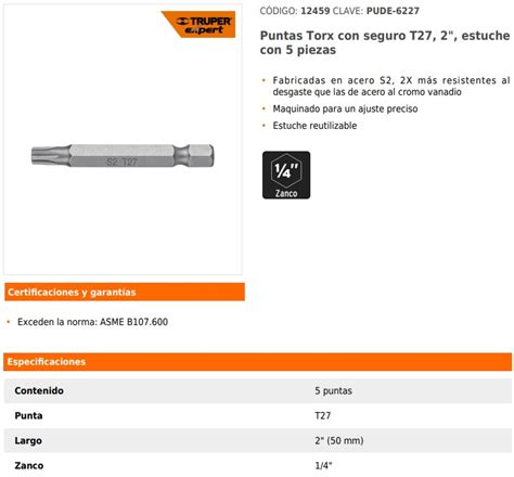 Grupo Ferretero Chc Puntas Torx Con Seguro T Estuche Con Piezas