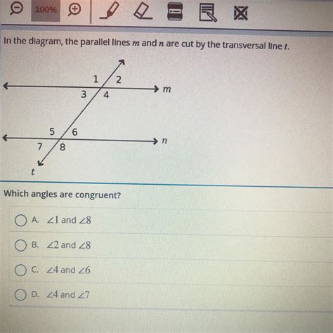 In The Diagram The Parallel Lines M And N Are Cut By The Transversal