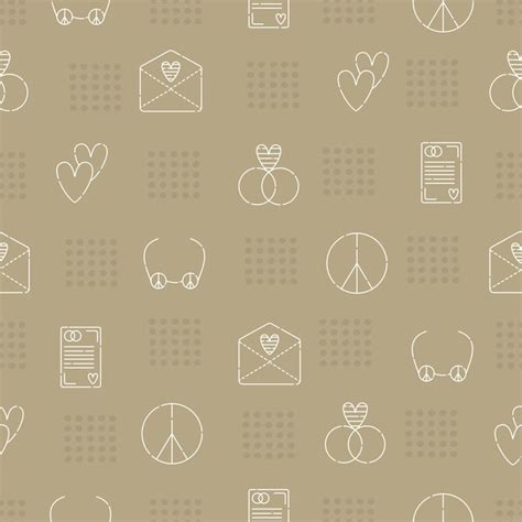 Premium Vector Peace And Love Beige Vector Seamless Pattern