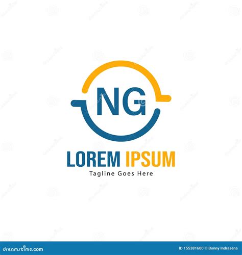 Initial Ng Logo Template With Modern Frame Minimalist Ng Letter Logo