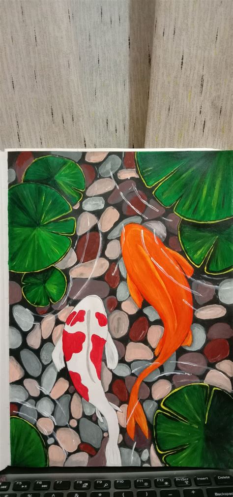 koi pond canvas print  fantasyskyart redbubble koi pond art