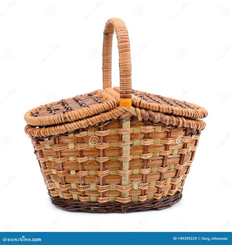 Willow Empty Picnic Basket Isolated On White Stock Image Image Of