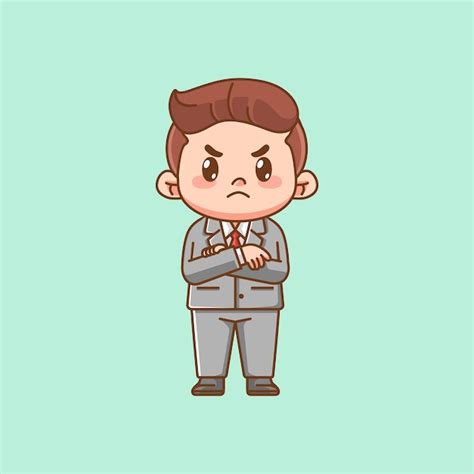 Premium Vector Cute Mad Businessman Suit Office Workers Kawaii Chibi