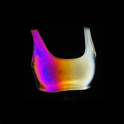 Women S Rainbow Reflective Sexy Bikini Split For Night Club Rave Party