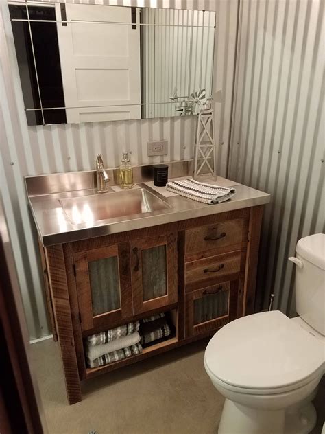 Handmade Rustic Bathroom Vanity 42 Reclaimed Barn Wood W Barn Tin 6166