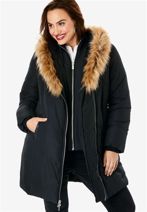 Double Layer Puffer Coat Plus Size Puffers Roamans Plus Size