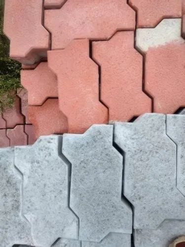 Grey And Red Concrete Zig Zag Paver Block For Landscaping Pavement At