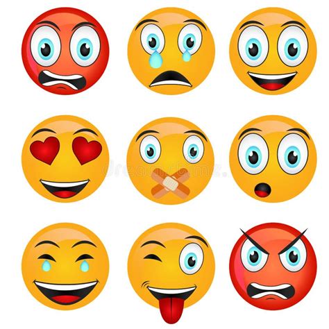 Insieme Dei Emoticons Insieme Di Emoji Illustrazione Isolata Di Vettore