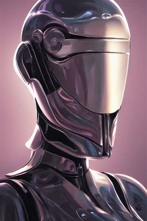 Retro Futuristic Female Android In Chrome Armour Stable Diffusion