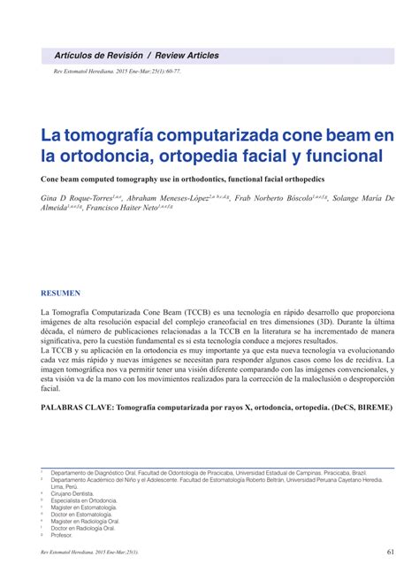 Pdf La Tomograf A Computarizada Cone Beam En La Ortodoncia Ortopedia