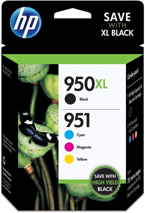 HP 950XL 951 Black High Yield Cyan Magenta Yellow Standard Yield Ink