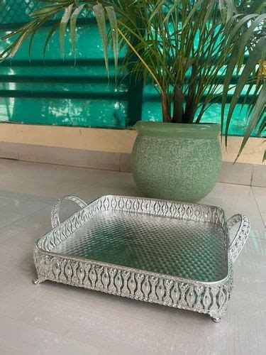 Square Handle Tray With Designer Border At Rs 1050 Piece 10 Inch