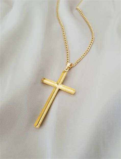 Cross Necklace For Men Men Gold Cross Necklace Men Cross Etsy