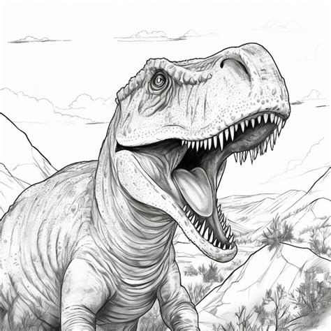 Un Dibujo De Un Dinosaurio Con La Boca Abierta Y La Boca Bien Abierta