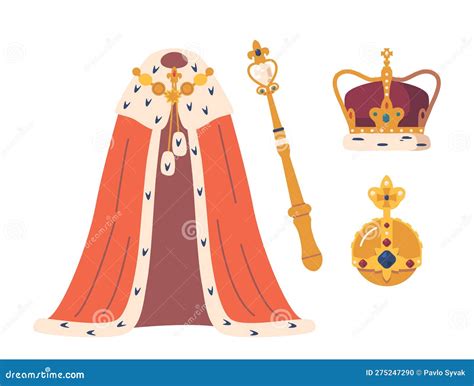 Set For Coronation With Elegant Attributes Including A Golden Crown A