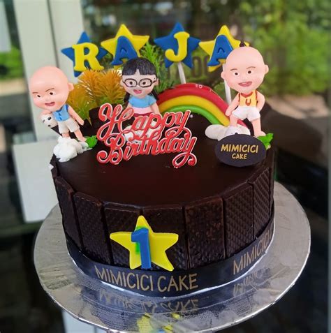 Kue Ulang Tahun Custom Cake Tema Upin Ipin Full Coklat Mimicici Cake