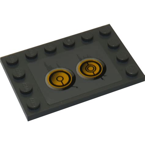 Lego Dark Stone Gray Tile X With Studs On Edges With Yellow