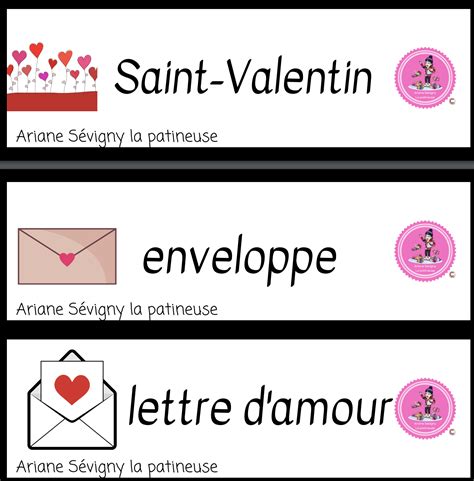 Mots étiquettes de la Saint Valentin