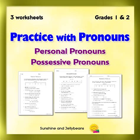 Practice With Pronouns Personal And Possessive 3 Worksheets Grades 1 2 Made By Teachers