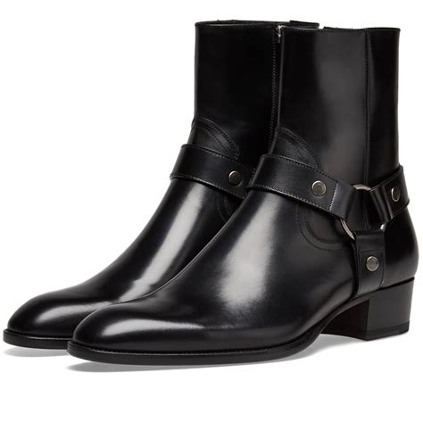 Saint Laurent Wyatt Harness Leather Boot Black END US