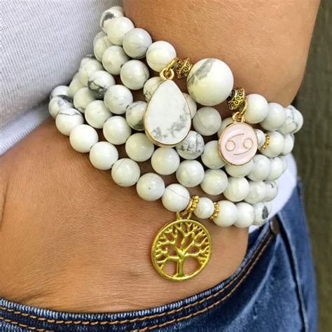 Calming Howlite Bracelet For Woman Anxiety Bracelet Mala Etsy