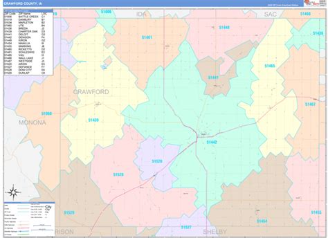 Crawford County, IA Wall Map Color Cast Style by MarketMAPS